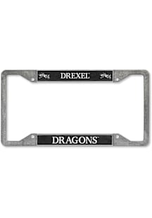 Navy Blue Drexel Dragons 4-Corner Pewter License Plate Frame