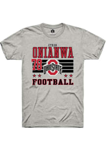Ethan Onianwa Rally Mens Ash Ohio State Buckeyes NIL Striped Player T Shirt