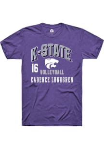 Cadence Lundgren Rally Mens Purple K-State Wildcats NIL Arch Logo Player T Shirt