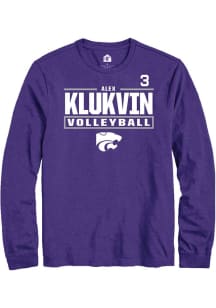 Alex Klukvin Mens Purple K-State Wildcats NIL Stacked Box Long Sleeve Player T Shirt