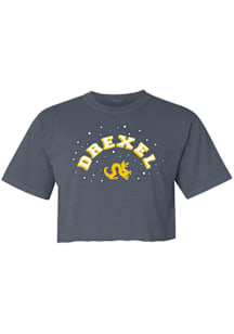 Summit Sportswear Drexel Dragons Womens Navy Blue Rhinestone Short Sleeve T-Shirt