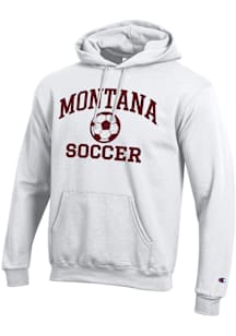 Champion Montana Grizzlies Mens White Soccer Powerblend Long Sleeve Hoodie