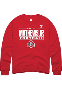 Jermaine Mathews Jr Rally Mens Red Ohio State Buckeyes NIL Stacked Box Player Crew