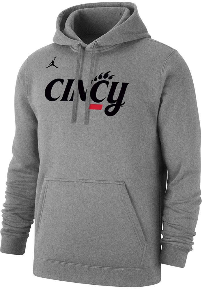 Nike Cincinnati Bearcats Mens Grey Script Cincy Jordan Long Sleeve Hoodie