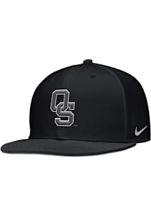 Nike Oklahoma State Cowboys Mens Black Baseball Colorblock Flatbill Fitted Hat