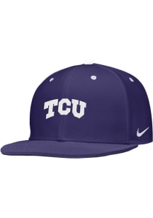 Nike TCU Horned Frogs Mens Purple Baseball Colorblock Flatbill Fitted Hat