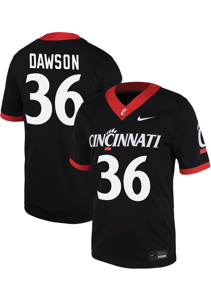 Victor Dawson Nike Cincinnati Bearcats Black 36 NIL Game Name And Number Football Jersey