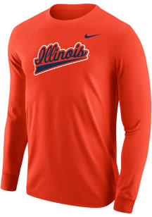 Mens Illinois Fighting Illini Orange Nike Team Name Script Tee