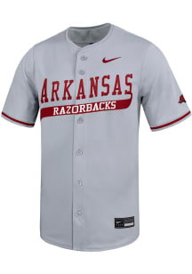 Nike Arkansas Razorbacks Mens Grey Limited Full Button Baseball Jersey