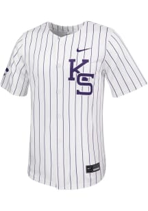 Mens K-State Wildcats White Nike Limited Full Button Pinstripe Jersey