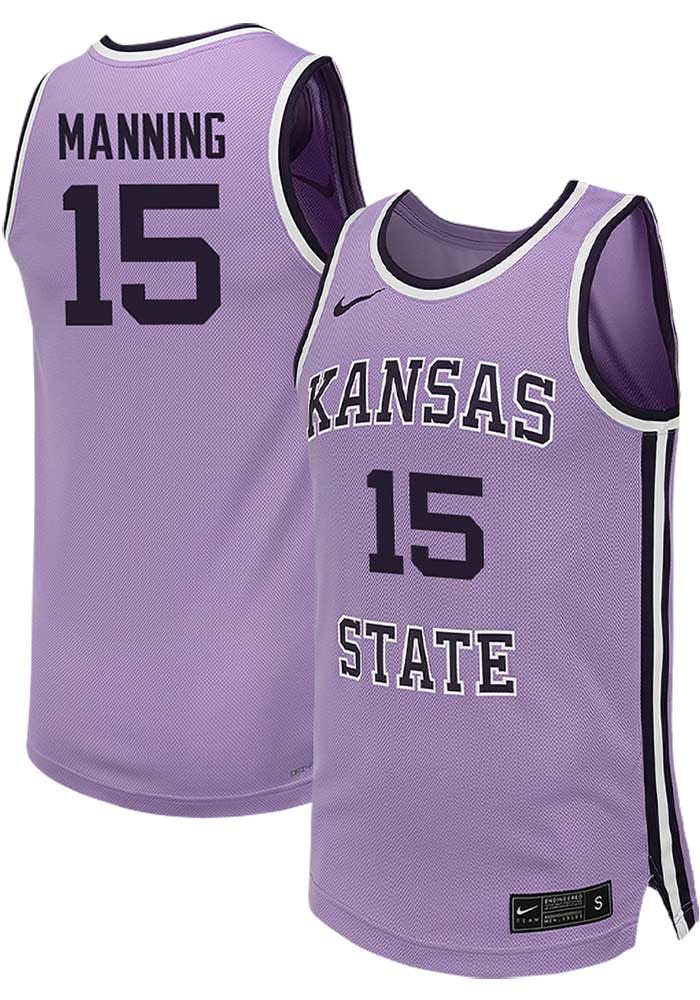 Taj Manning Mens LAVENDER K-State Wildcats Replica Name And
