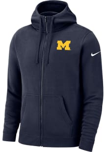 Mens Michigan Wolverines Navy Blue Nike Club Fleece Long Sleeve Full Zip Jacket