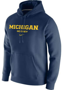 Nike Michigan Wolverines Mens Navy Blue Club Fleece Long Sleeve Hoodie