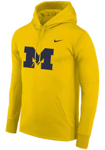 Mens Michigan Wolverines Yellow Nike Therma Long Sleeve Hoodie