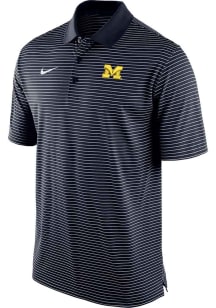 Nike Michigan Wolverines Mens Navy Blue Stadium Stripe Short Sleeve Polo