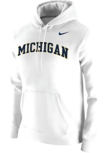 Mens Michigan Wolverines White Nike Club Fleece Hooded Sweatshirt