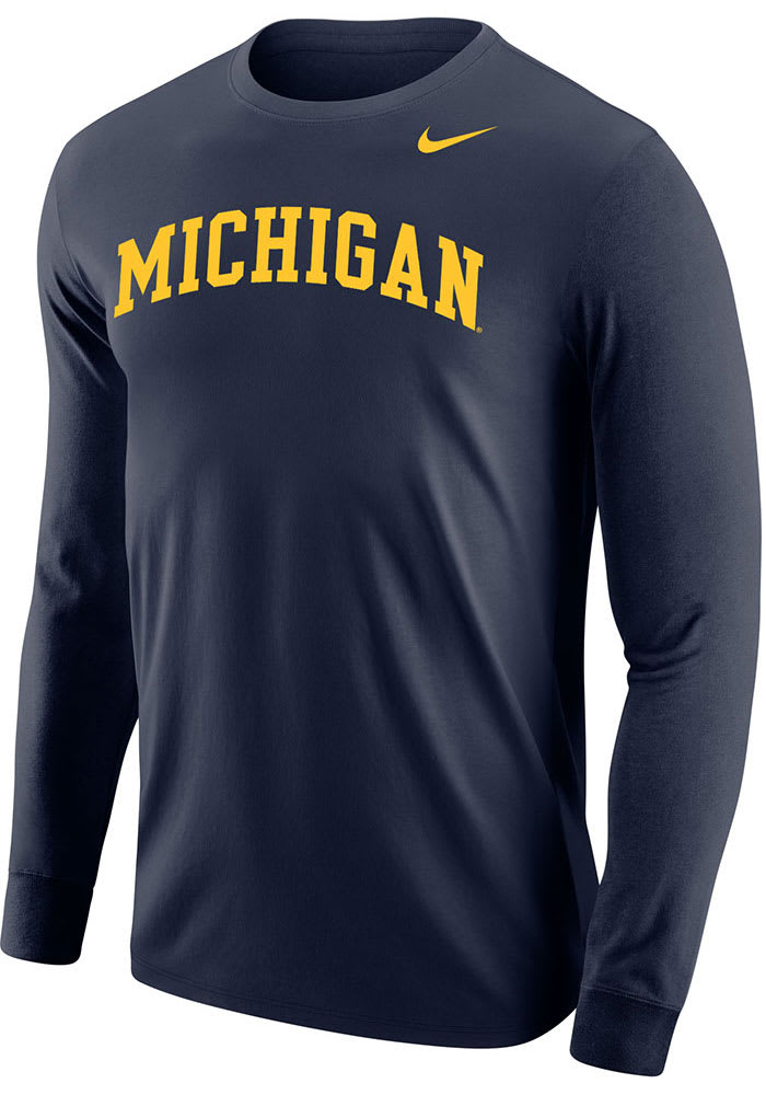 Nike Wolverines Core Long Sleeve T Shirt Navy Blue