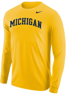 Mens Michigan Wolverines Yellow Nike Core Tee