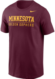 Minnesota Golden Gophers Maroon Nike Flat Name Short Sleeve T Shirt