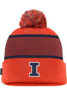 Nike Illinois Fighting Illini Orange Peak Beanie Pom Mens Knit Hat