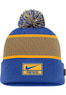 Nike Pitt Panthers Blue Peak Beanie Pom Mens Knit Hat