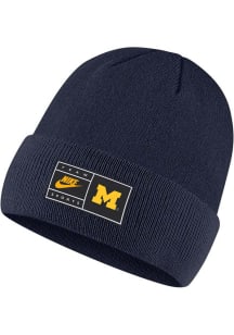 Nike Michigan Wolverines Navy Blue Cuffed Beanie Mens Knit Hat