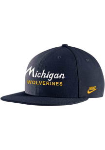 Nike Michigan Wolverines Navy Blue Nike Pro Flatbill Mens Snapback Hat