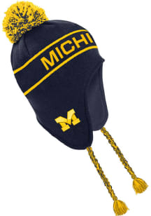 Nike Michigan Wolverines Navy Blue Earflap Beanie Mens Knit Hat
