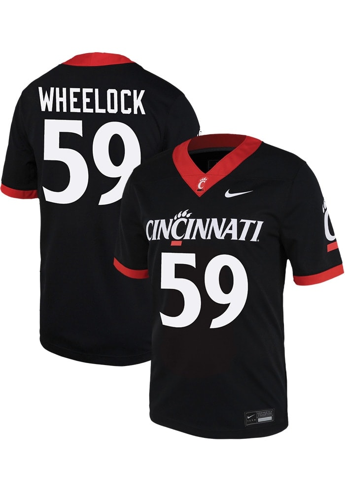 Jake Wheelock Nike Cincinnati Bearcats Black 59 NIL Game Name And Number Football Jersey