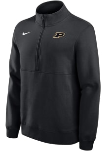 Nike Purdue Boilermakers Mens Black Primary Logo Club Long Sleeve Qtr Zip Pullover