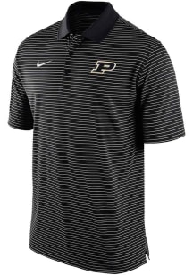 Mens Purdue Boilermakers Black Nike Primary Logo Stripe Short Sleeve Polo Shirt