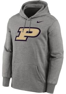 Nike Purdue Boilermakers Mens Grey Primary Logo Therma Hood