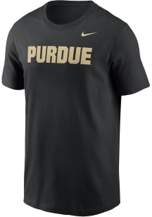 Purdue Boilermakers Black Nike Wordmark DriFit Cotton Short Sleeve T Shirt