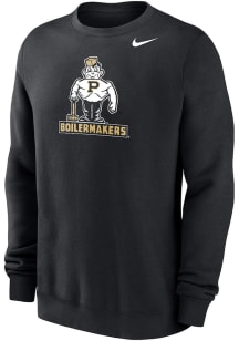 Mens Purdue Boilermakers Black Nike Vintage Pete Logo Crew Sweatshirt