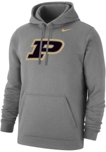 Nike Purdue Boilermakers Mens Grey Primary Logo Fleece Long Sleeve Hoodie