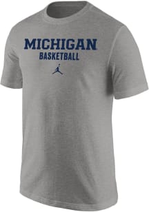 Michigan Wolverines Grey Nike Jordan Basketball Core Design Short Sleeve T Shirt