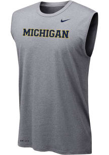 Mens Michigan Wolverines Grey Nike Legend Short Sleeve Tank Top