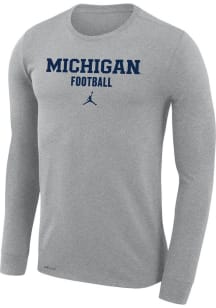 Mens Michigan Wolverines Grey Nike Jordan Football Legend Long Sleeve T-Shirt