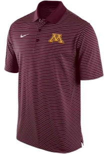 Mens Minnesota Golden Gophers Maroon Nike Primary Logo Stripe Short Sleeve Polo Shirt