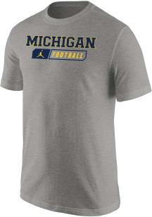 Nike Michigan Wolverines Grey Jordan Football Core Design Short Sleeve T Shirt