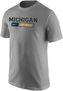 Michigan Wolverines Grey Nike Core Graphic Design Style Short Sleeve T Shirt