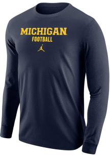 Nike Michigan Wolverines Navy Blue Jordan Football Core Long Sleeve T Shirt