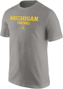 Nike Michigan Wolverines Grey Jordan Football Core Short Sleeve T Shirt