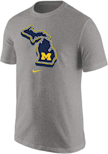 Nike Michigan Wolverines Grey Core Print Short Sleeve T Shirt