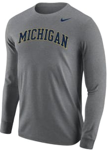 Nike Michigan Wolverines Grey Arch Name Core Long Sleeve T Shirt