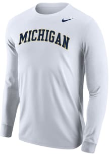 Mens Michigan Wolverines White Nike Arch Name Core Tee