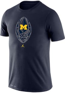 Michigan Wolverines Navy Blue Nike Jordan Football Legend Design Short Sleeve T Shirt