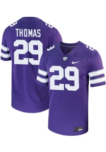 Kanijal Thomas Nike Mens Purple K-State Wildcats NIL Game Name And Number Football Jersey