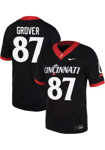 Gavin Grover Nike Mens Black Cincinnati Bearcats 87 NIL Game Name And Number Football Jersey