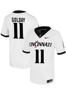 Jake Golday Nike Mens White Cincinnati Bearcats Two Toned NIL Game Name And Number Football Jersey